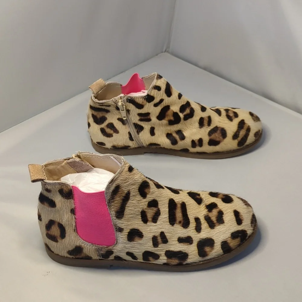 Mini Boden Calf Hair Cheetah Print Booties Size 38